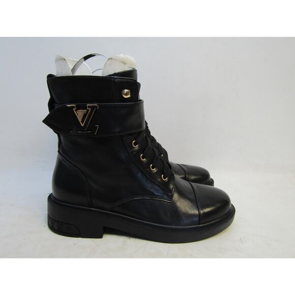 Louis Vuitton Womens Size EUR 41 Black Leather Flat Ranger Ankle Boot - Picture 3 of 11